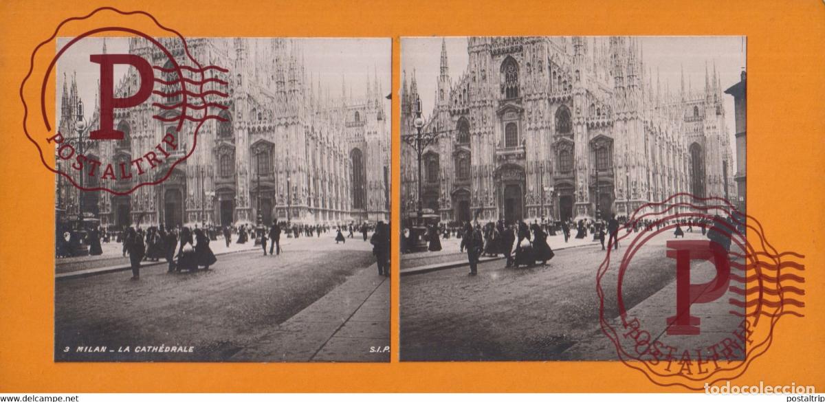 Fotograf&iacute;a antigua: La Cathedrale Milan Italia Italy Italie Lombardie +-17.5*8.5CM ESTEREOSCOPICA STEREOSCOPIC
