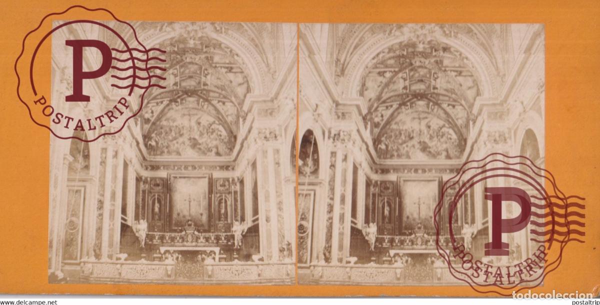 Fotograf&iacute;a antigua: Interieur de LEglise de San Martino Italia Italy Italie +-17.5*8.5CM ESTEREOSCOPICA STEREOSCOPIC