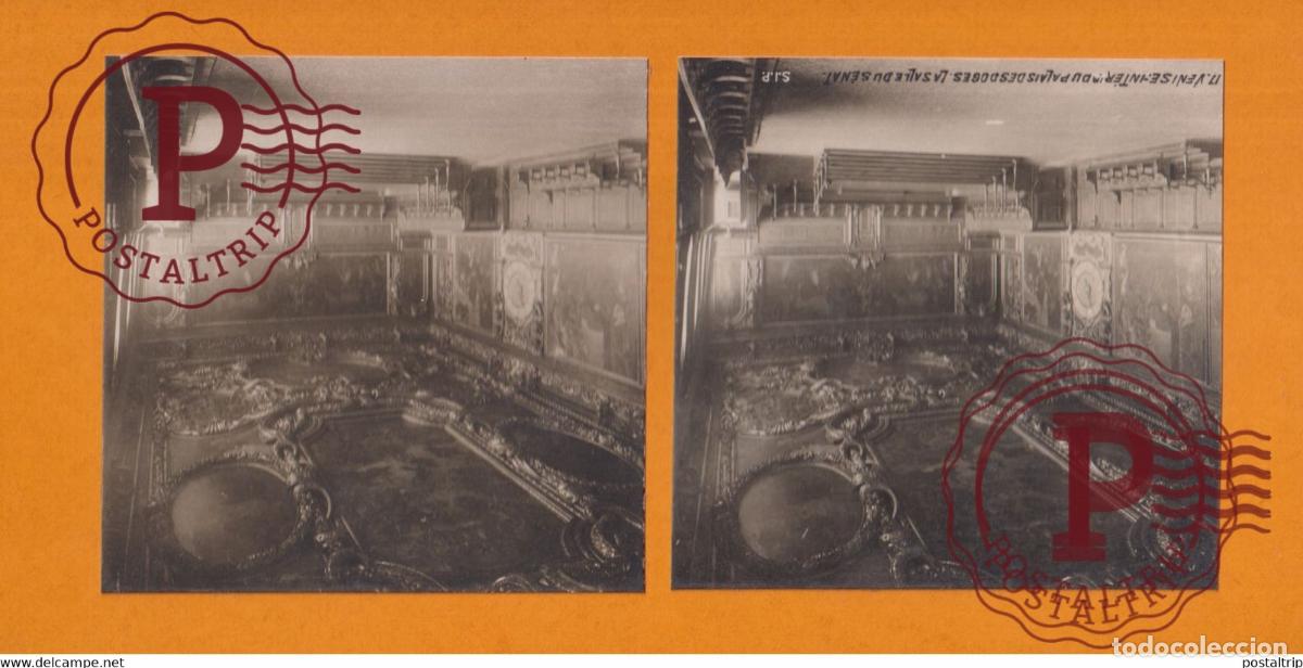 Fotograf&iacute;a antigua: Venise inter. du Palais Des Doges La Saile Du Senat Italia Italy Italie +-17.5*8.5CM ESTEREOSCOPICA