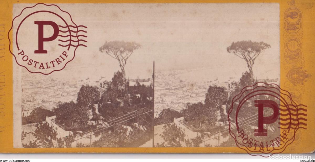 Fotograf&iacute;a antigua: Panorama de Naples Napoli Italia Italy Italie +-17.5*8.5CM ESTEREOSCOPICA STEREOSCOPIC