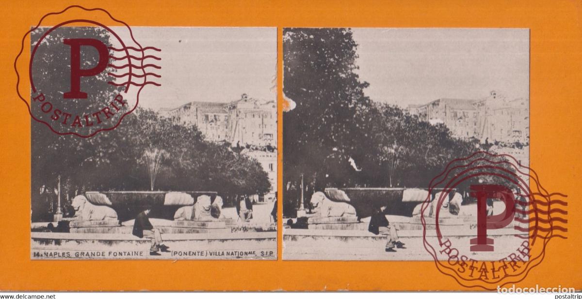 Fotograf&iacute;a antigua: Naples Grande Fontaine Napoli Italia Italy Italie +-17.5*8.5CM ESTEREOSCOPICA STEREOSCOPIC
