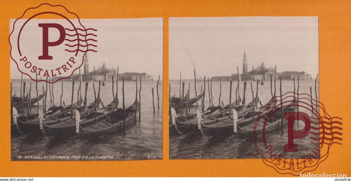 Fotograf&iacute;a antigua: Venise St. Georges Pris de la Piazetta Italia Italy Italie +-17.5*8.5CM ESTEREOSCOPICA STEREOSCOPIC