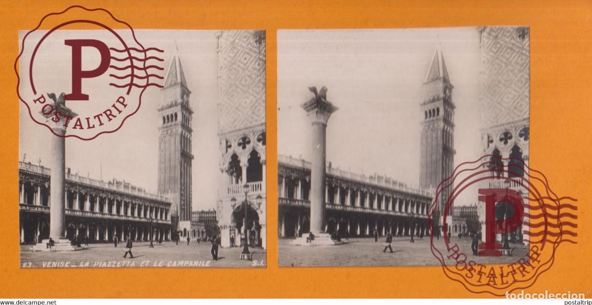 Photographie ancienne: Venise La Piazzetta et le Campanile Italia Italy Italie +-17.5*8.5CM ESTEREOSCOPICA STEREOSCOPIC