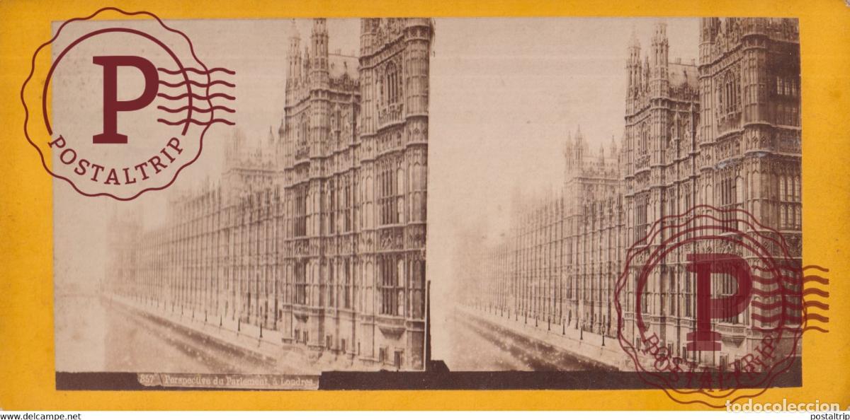 Fotograf&iacute;a antigua: Palais de Westminster U.K. Reino Unido +-17.5*8.5CM ESTEREOSCOPICA STEREOSCOPIC