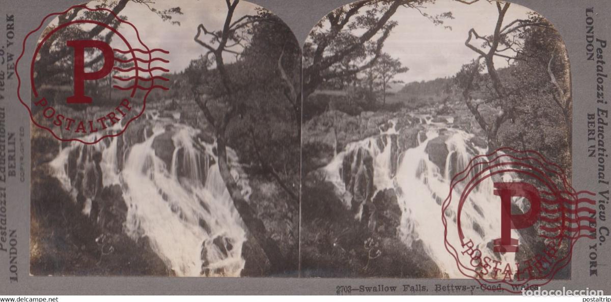 Fotograf&iacute;a antigua: Swallow Falls Bettws Coed Wales U.K. Reino Unido +-17.5*8.5CM ESTEREOSCOPICA STEREOSCOPIC