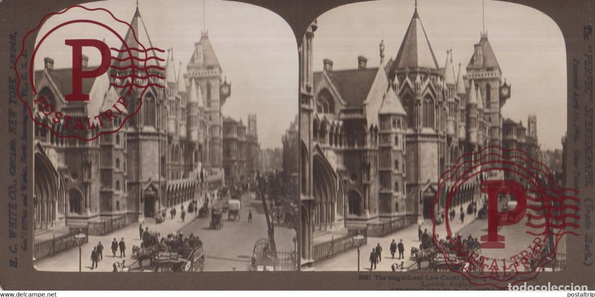 Fotograf&iacute;a antigua: THE MAGNIFICIENT LAW COURTS BUILDING LONDON ENGLAND UK United Kingdom Reino Unido +-18*9CM ESTEREOSC
