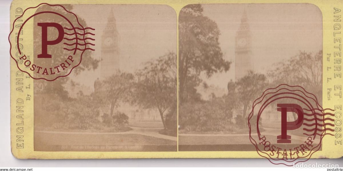 Fotograf&iacute;a antigua: BIG BEN CLOCK TOWER LONDON UK United Kingdom Reino Unido +-18*9CM ESTEREOSCOPICA STEREOSCOPIC