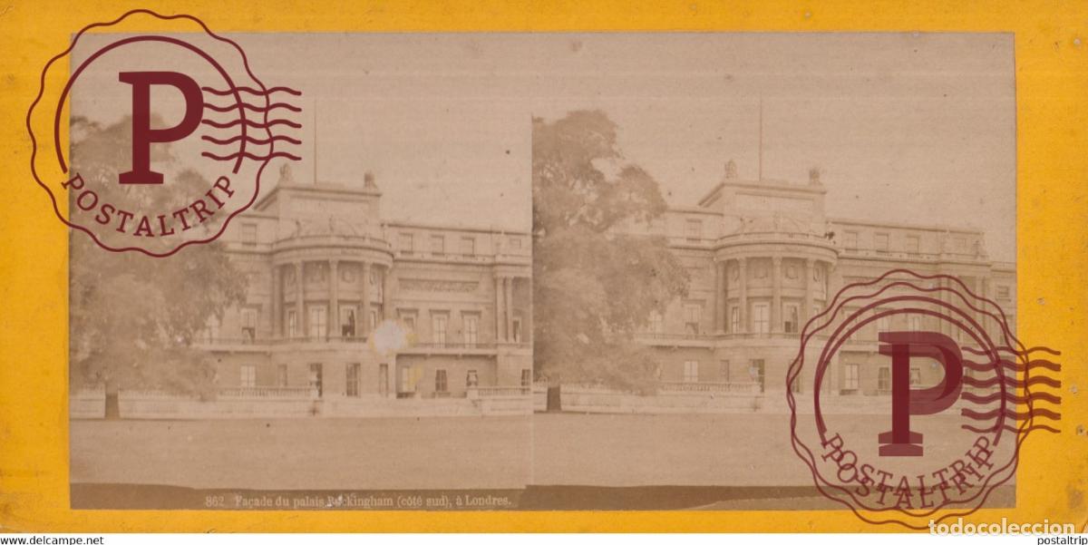 Fotograf&iacute;a antigua: FA&Ccedil;ADE DU PALAIS BUCKINGHAM &Agrave; LONDRES ENGLAND UK United Kingdom Reino Unido +-18*9CM ESTEREOSCOPICA