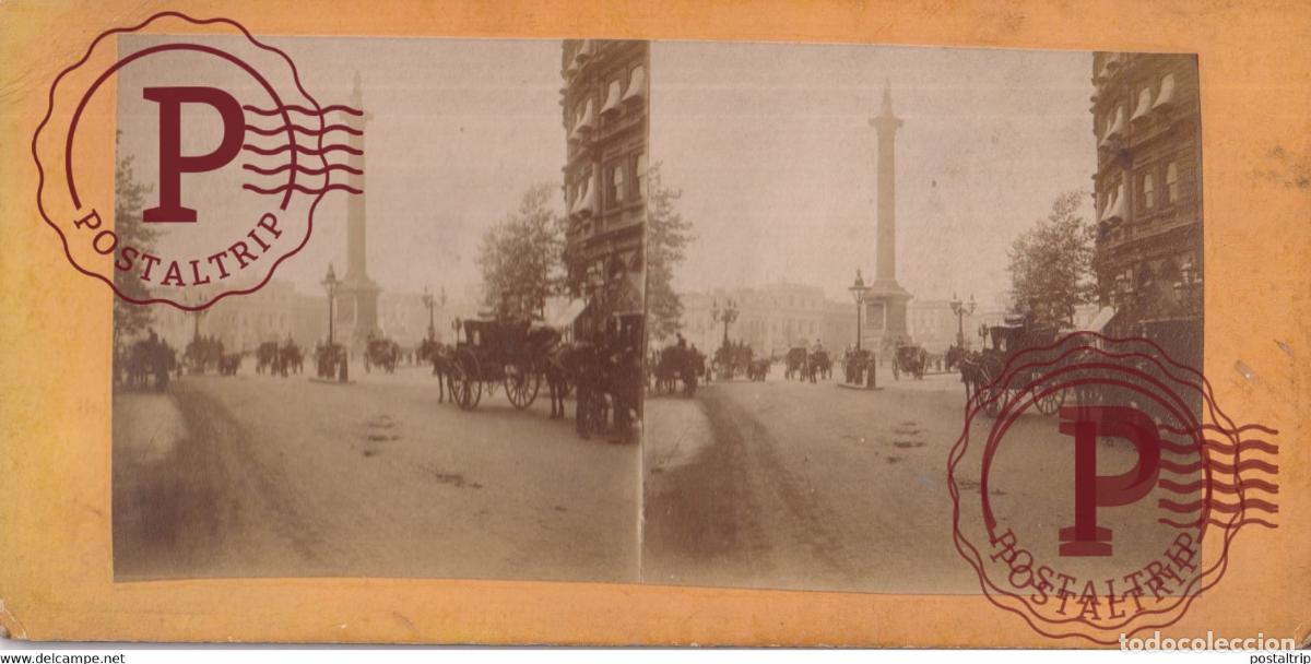 Fotograf&iacute;a antigua: LA COLONNE DE NELSON TRAFALGAR SQUARE LONDRES LONDON UK United Kingdom Reino Unido +-18*9CM ESTEREO