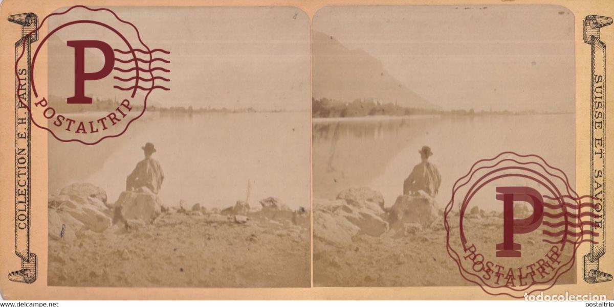 Fotograf&iacute;a antigua: VILLENEUVE SUISSE SUIZA SWITZERLAND +-17.5*8.5cm ESTEREOSCOPICA STEREOSCOPIC