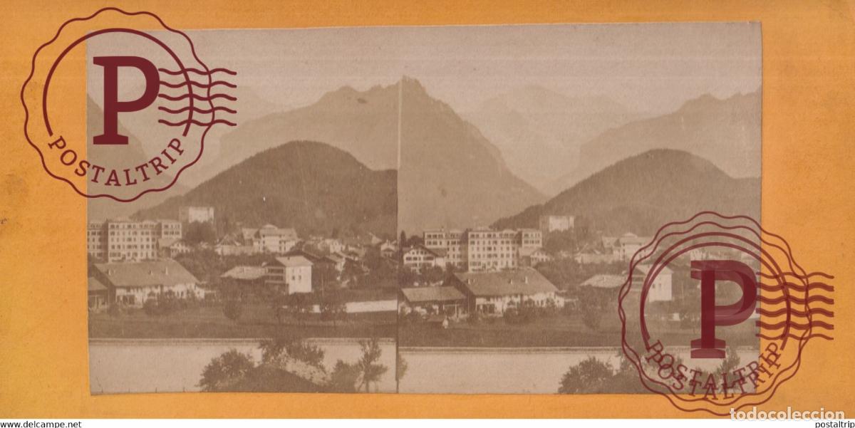Fotograf&iacute;a antigua: INTERLAKEN SUISSE SUIZA SWITZERLAND +-17.5*8.5cm ESTEREOSCOPICA STEREOSCOPIC