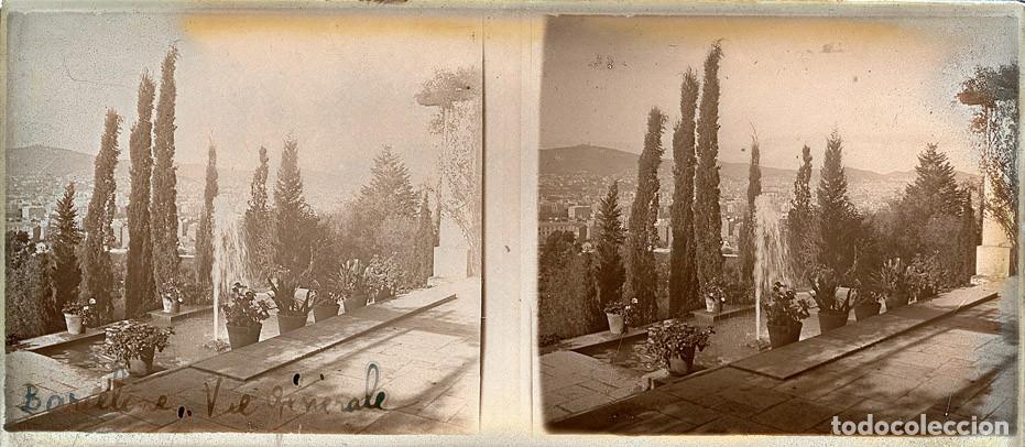 Fotograf&iacute;a antigua: Barcelona vista general cristal estereoscopico formato 6 x 13 cm.