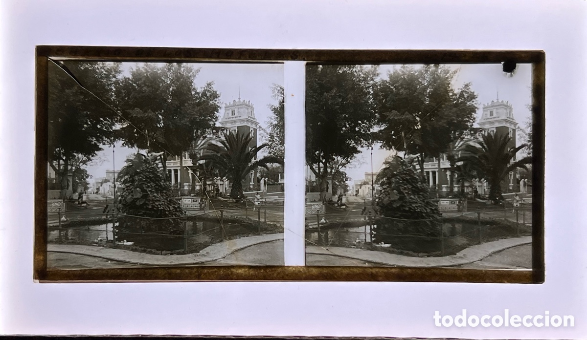 Fotograf&iacute;a antigua: TENERIFE.. Barrio de los hoteles.. Estereosc&oacute;pica en cristal (h.1910?) da&ntilde;ada..
