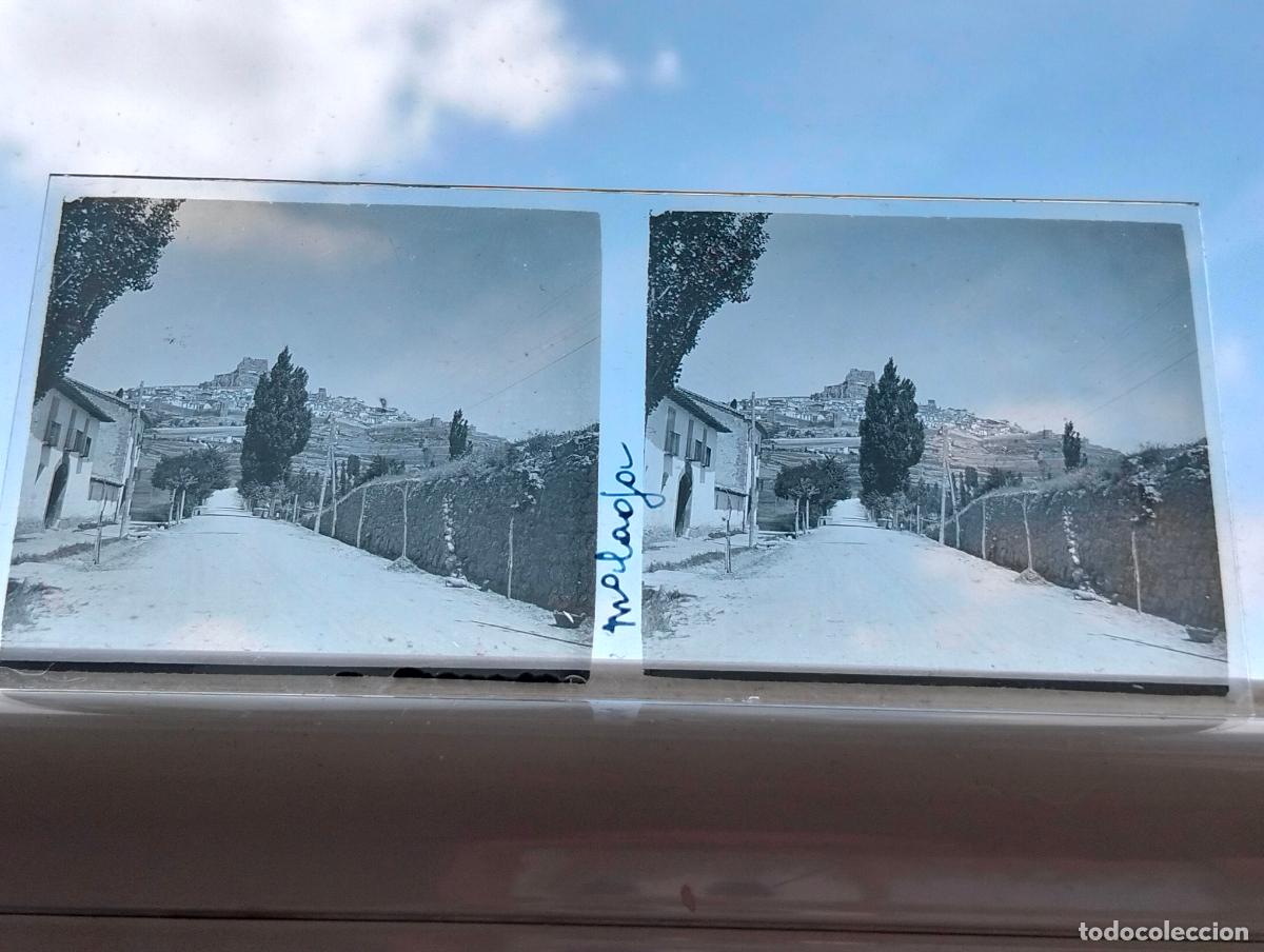 Fotograf&iacute;a antigua: MORELLA CASTELLON VISTA ESTEREOSCOPICA EN CRISTAL 5,8 X 13 CM