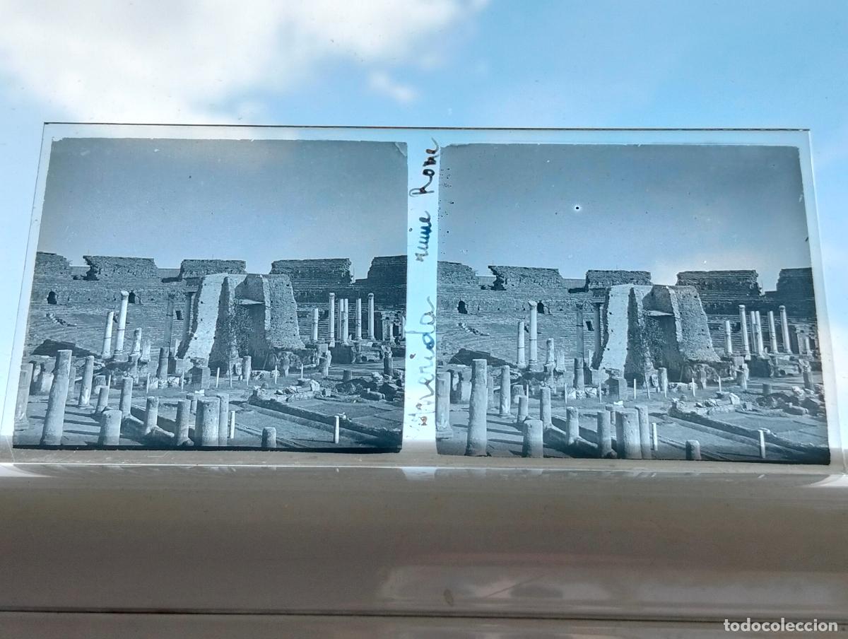 Fotograf&iacute;a antigua: MERIDA BADAJOZ VISTA ESTEREOSCOPICA EN CRISTAL 5,8 X 13 CM