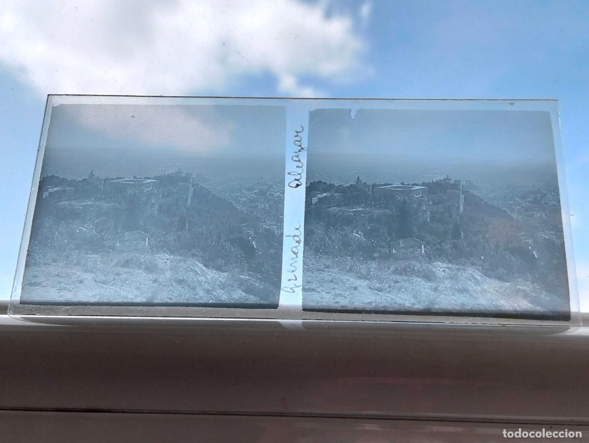 Fotograf&iacute;a antigua: GRANADA VISTA ESTEREOSCOPICA EN CRISTAL 5,8 X 13 CM