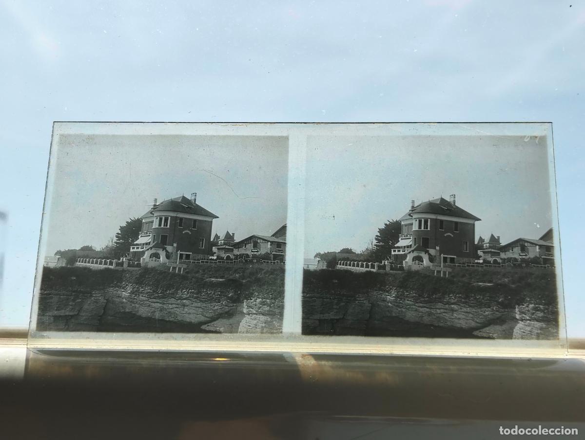 Fotograf&iacute;a antigua: PAIS VASCO FRANCES VISTA ESTEREOSCOPICA EN CRISTAL 5,8 X 13 CM