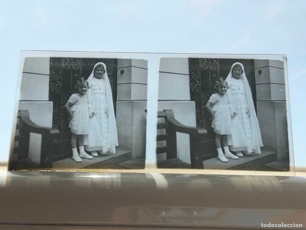 Fotograf&iacute;a antigua: PAIS VASCO FRANCES VISTA ESTEREOSCOPICA EN CRISTAL 5,8 X 13 CM