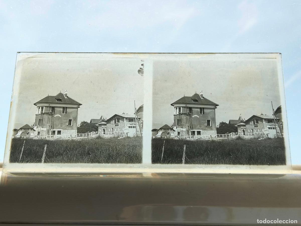 Fotograf&iacute;a antigua: PAIS VASCO FRANCES VISTA ESTEREOSCOPICA EN CRISTAL 5,8 X 13 CM