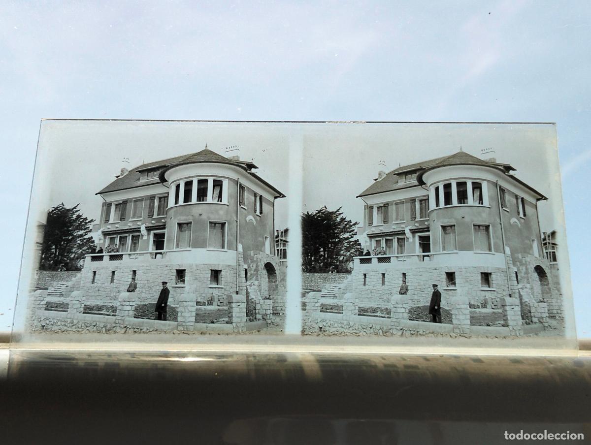 Fotograf&iacute;a antigua: PAIS VASCO FRANCES VISTA ESTEREOSCOPICA EN CRISTAL 5,8 X 13 CM