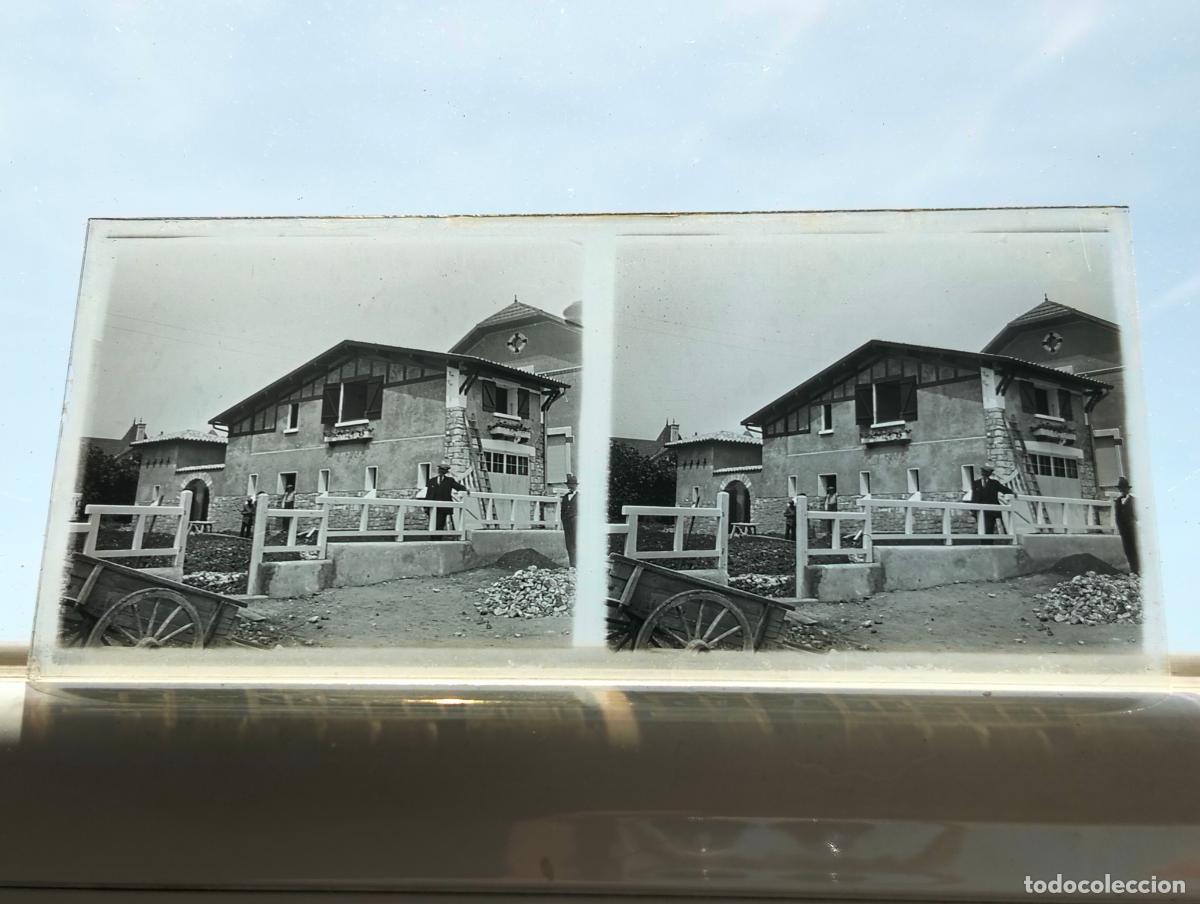 Fotograf&iacute;a antigua: PAIS VASCO FRANCES VISTA ESTEREOSCOPICA EN CRISTAL 5,8 X 13 CM