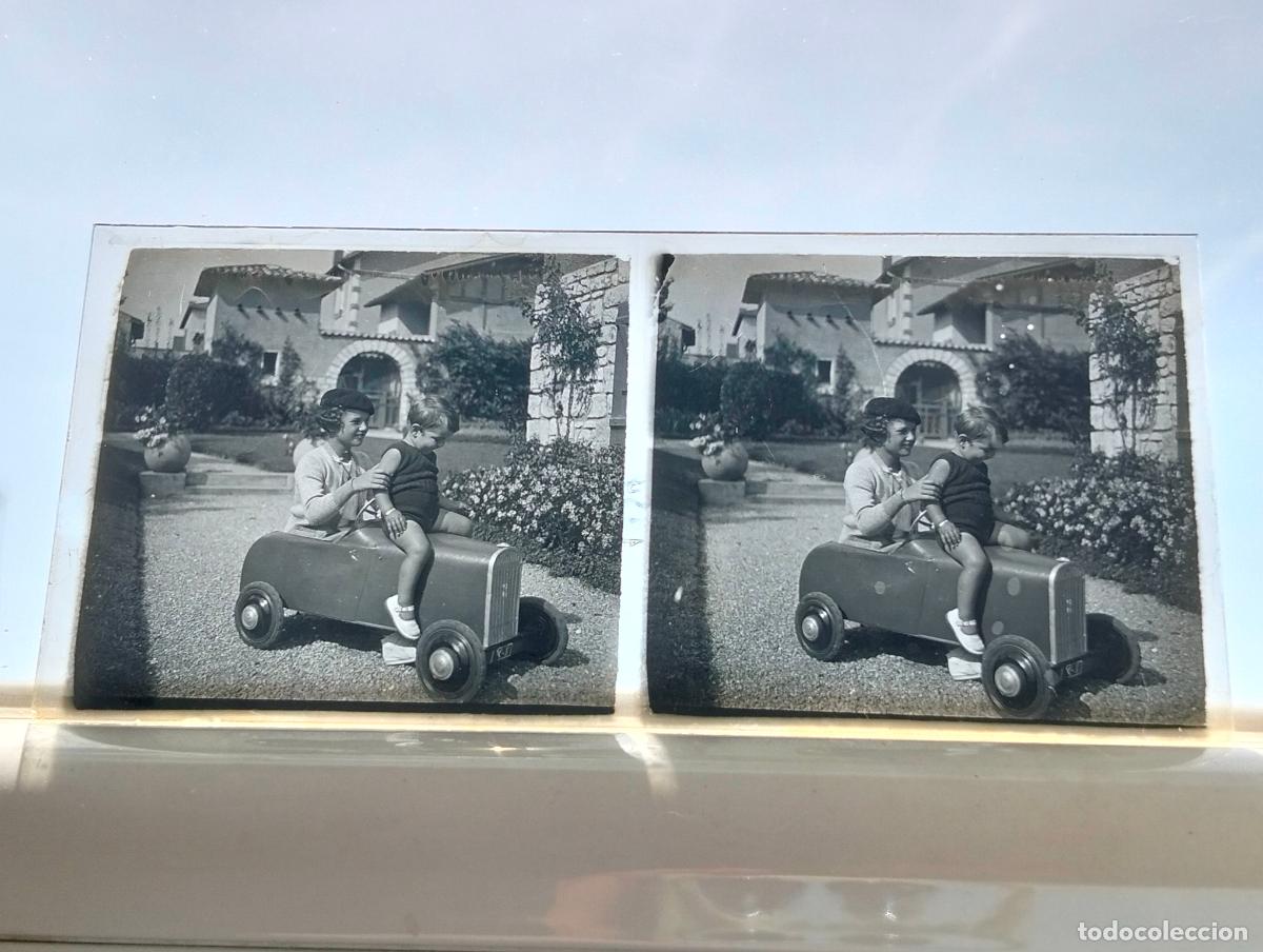 Fotograf&iacute;a antigua: PAIS VASCO FRANCES VISTA ESTEREOSCOPICA EN CRISTAL 5,8 X 13 CM