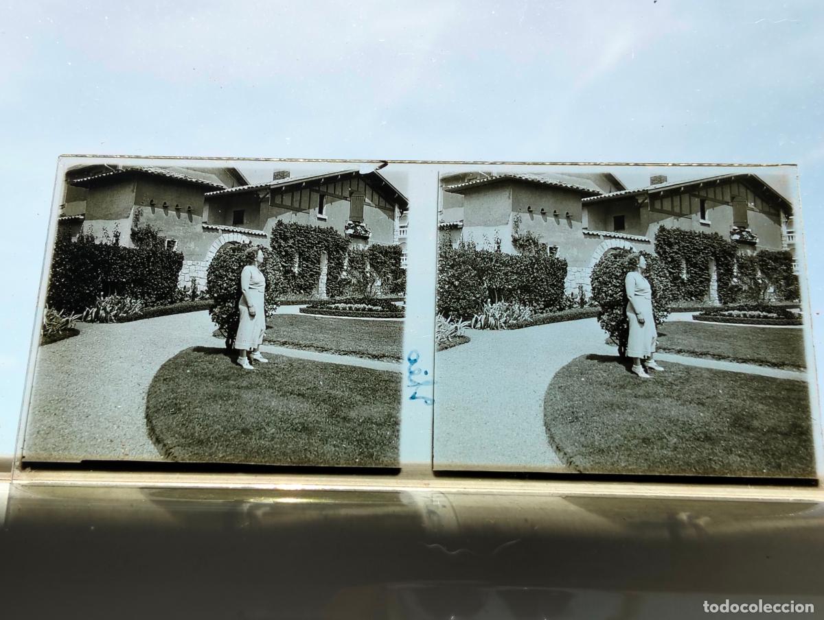 Fotograf&iacute;a antigua: PAIS VASCO FRANCES VISTA ESTEREOSCOPICA EN CRISTAL 5,8 X 13 CM