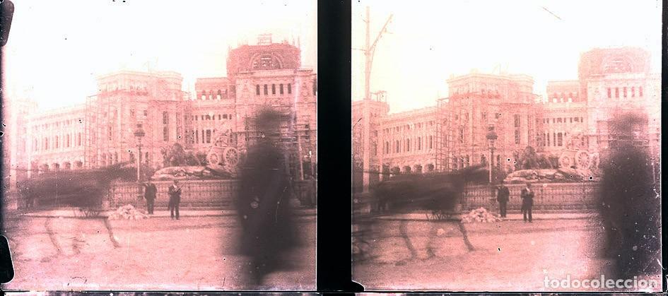 Fotograf&iacute;a antigua: MADRID FUENTE DE LA CIBELES NEGATIVO CRISTAL 6 X 13 cm.