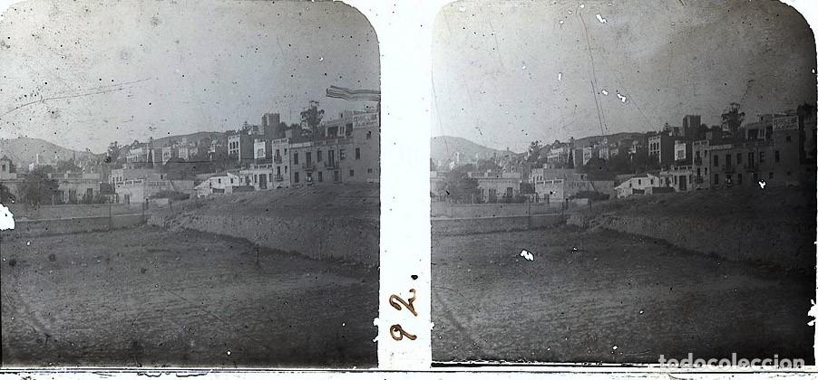 Fotograf&iacute;a antigua: BARCELONA BARRIO DE VALLCARCA ESTEROSCOPICA DE CRISTAL 6 X 13 cm.
