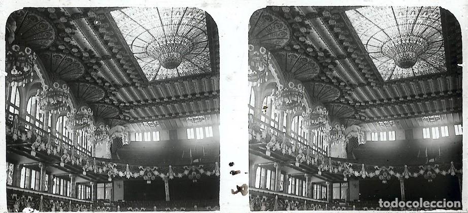 Fotograf&iacute;a antigua: BARCELONA PALAU DE LA MUSICA CATALANA ESTEROSCOPICA DE CRISTAL 6 X 13 cm.