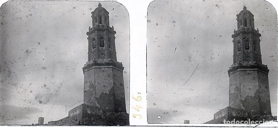 Fotograf&iacute;a antigua: JERICA LA TORRE CASTELLON ESTEROSCOPICA DE CRISTAL 6 X 13 cm.