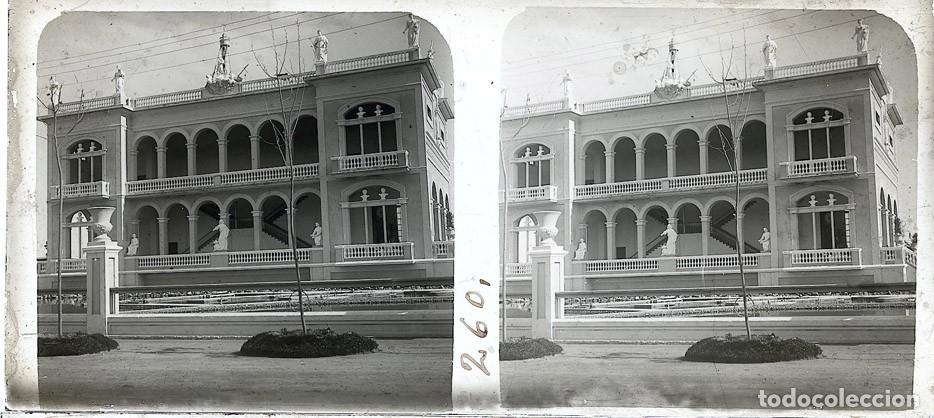 Fotograf&iacute;a antigua: VALENCIA EXPOSICION 1909 PALAU MUSICA ESTEROSCOPICA DE CRISTAL 6 X 13 cm.