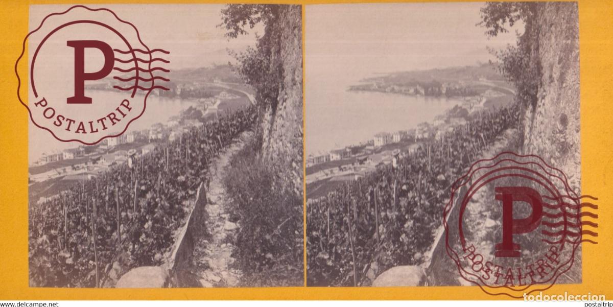 Photographie ancienne: VUE DE MONTREINE SUISSE SUIZA SWITZERLAND +-17.5*8.5cm ESTEREOSCOPICA STEREOSCOPIC