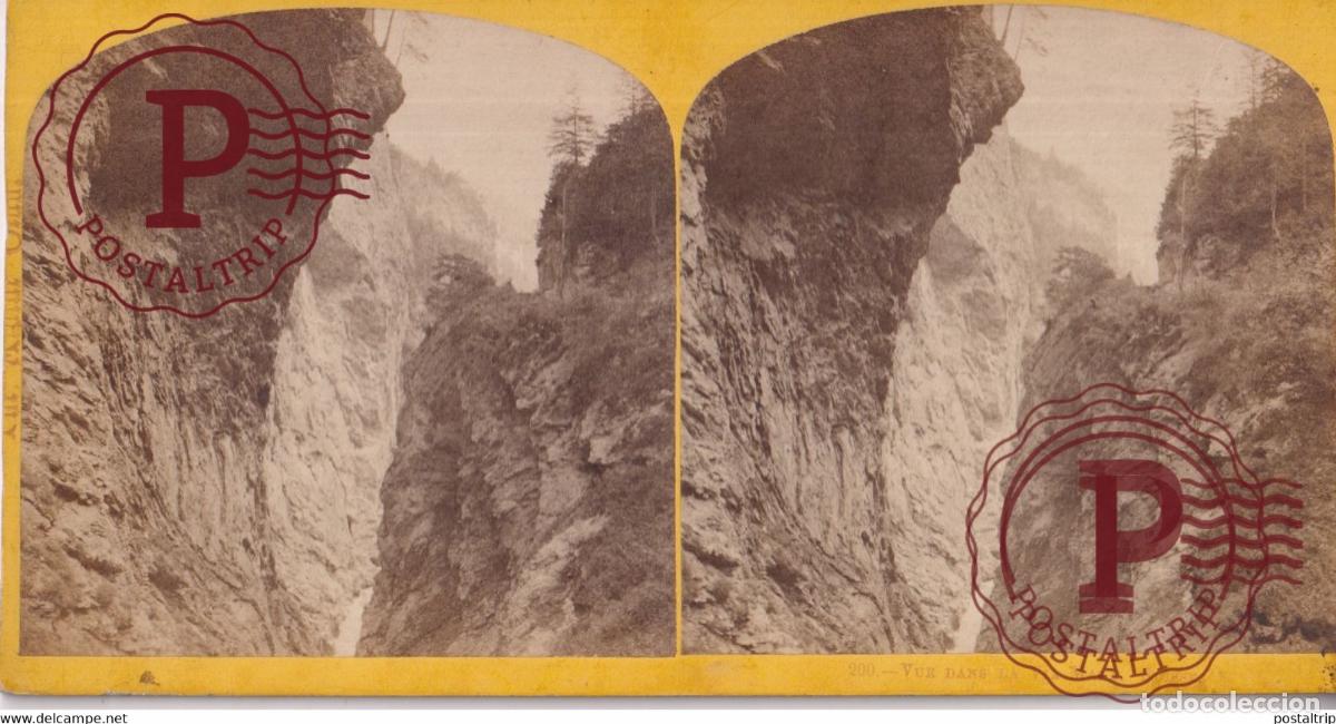Photographie ancienne: VUE DANS LA VIA MALA SUISSE SUIZA SWITZERLAND +-16*8.5cm ESTEREOSCOPICA STEREOSCOPIC