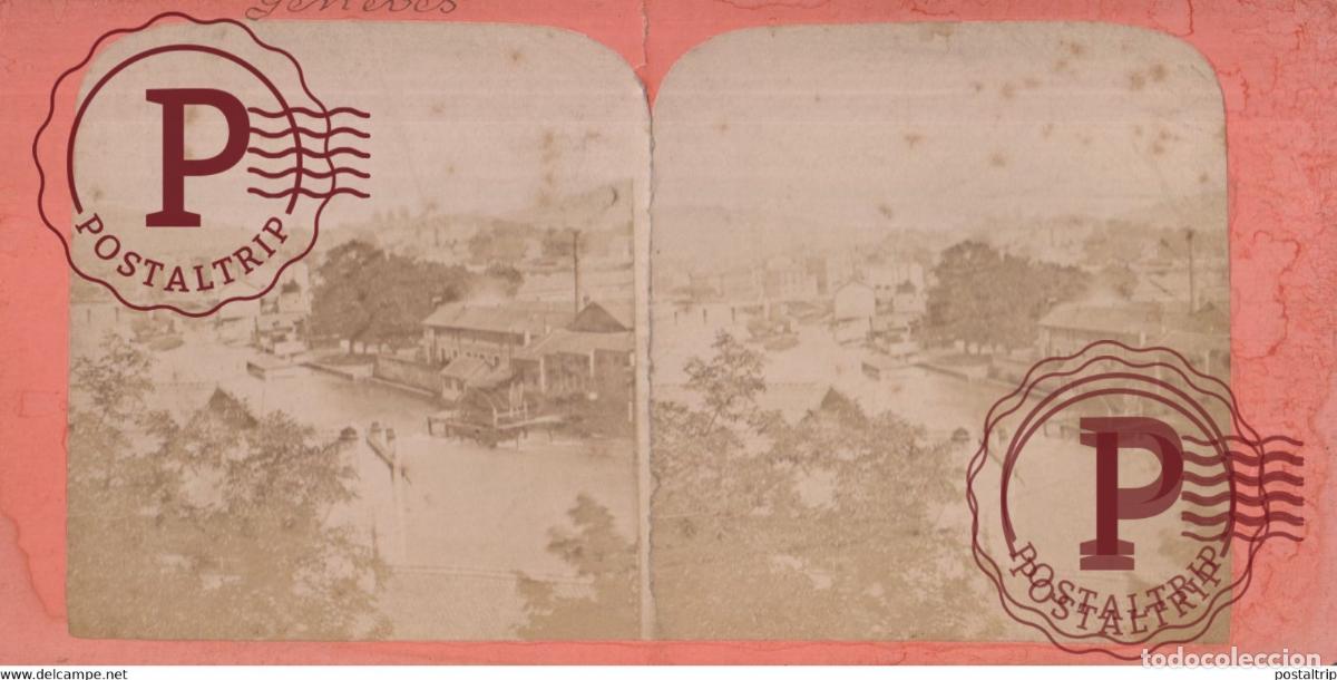 Fotografia antica: PANORAMA DE GEN&Egrave;VE SUISSE SUIZA SWITZERLAND +-17.5*8.5cm ESTEREOSCOPICA STEREOSCOPIC