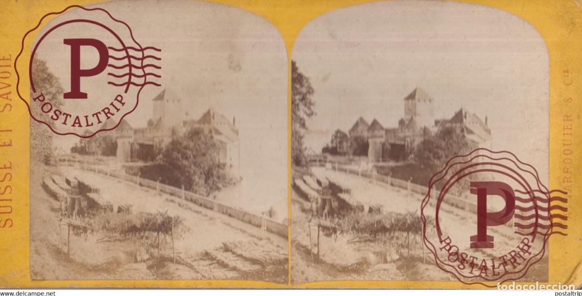 Fotografia antica: CH&Acirc;TEAU CHILLON SUISSE ET SAVOIE SUIZA SWITZERLAND +-17.5*8.5cm ESTEREOSCOPICA STEREOSCOPIC