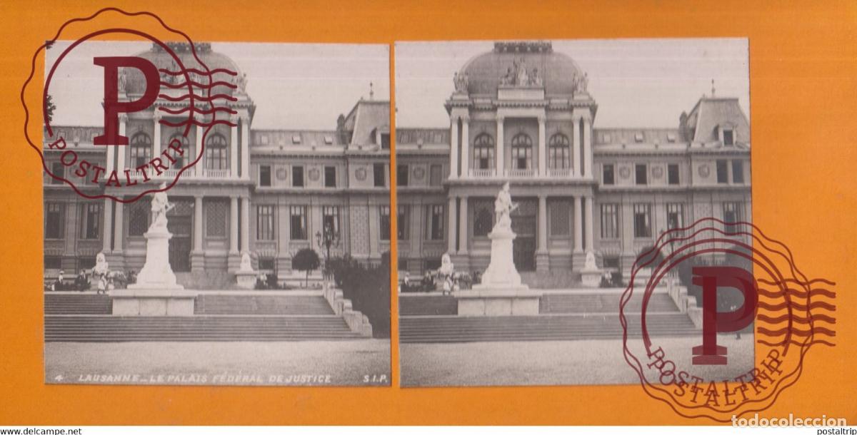 Fotograf&iacute;a antigua: LAUSANNE LE PALAIS F&Egrave;D&Egrave;RAL DE JUSTICE SUISSE SUIZA SWITZERLAND +-17.5*8.5cm ESTEREOSCOPICA STEREO