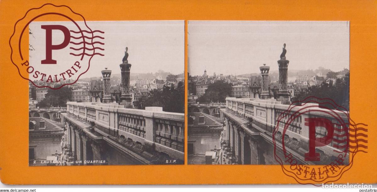 Fotograf&iacute;a antigua: LAUSANNE UN QUARTIER SUISSE SUIZA SWITZERLAND +-17.5*8.5cm ESTEREOSCOPICA STEREOSCOPIC