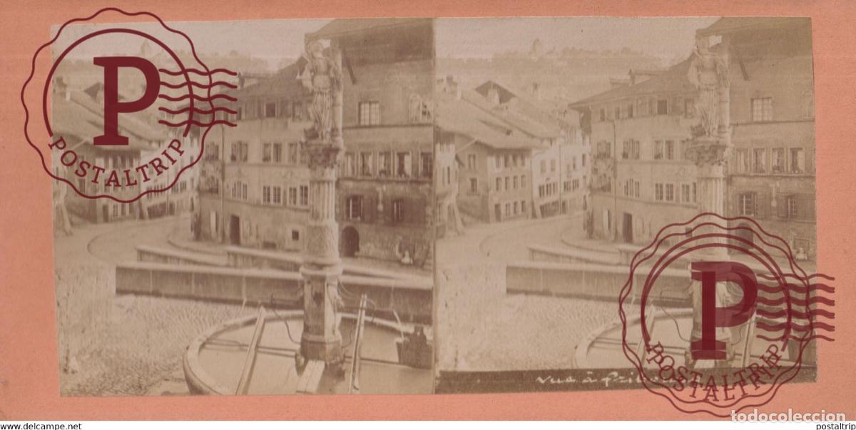 Fotografia antica: VUE &Agrave; FRIBOURG SUISSE SUIZA SWITZERLAND +-17.5*8.5cm ESTEREOSCOPICA STEREOSCOPIC