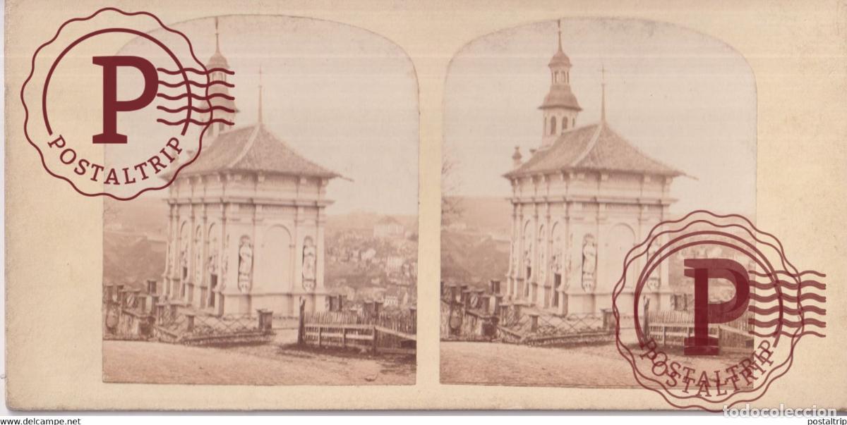 Fotografia antica: FRIBOURG NOTRE DAME DE LORETTE, LA SUISSE PITTORESQUE SUISSE SUIZA SWITZERLAND +-17.5*8.5cm ESTEREO