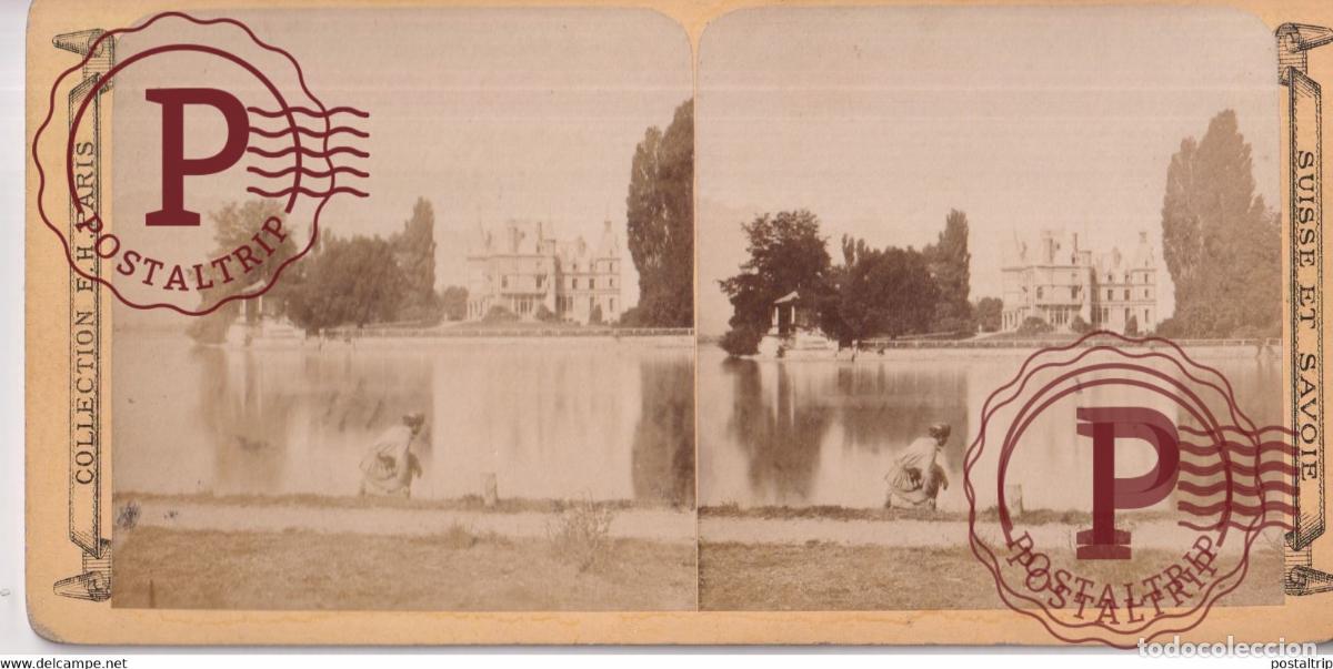 Fotografia antica: LAC DE THOUNE THUN SUISSE SUIZA SWITZERLAND +-17.5*8.5cm ESTEREOSCOPICA STEREOSCOPIC