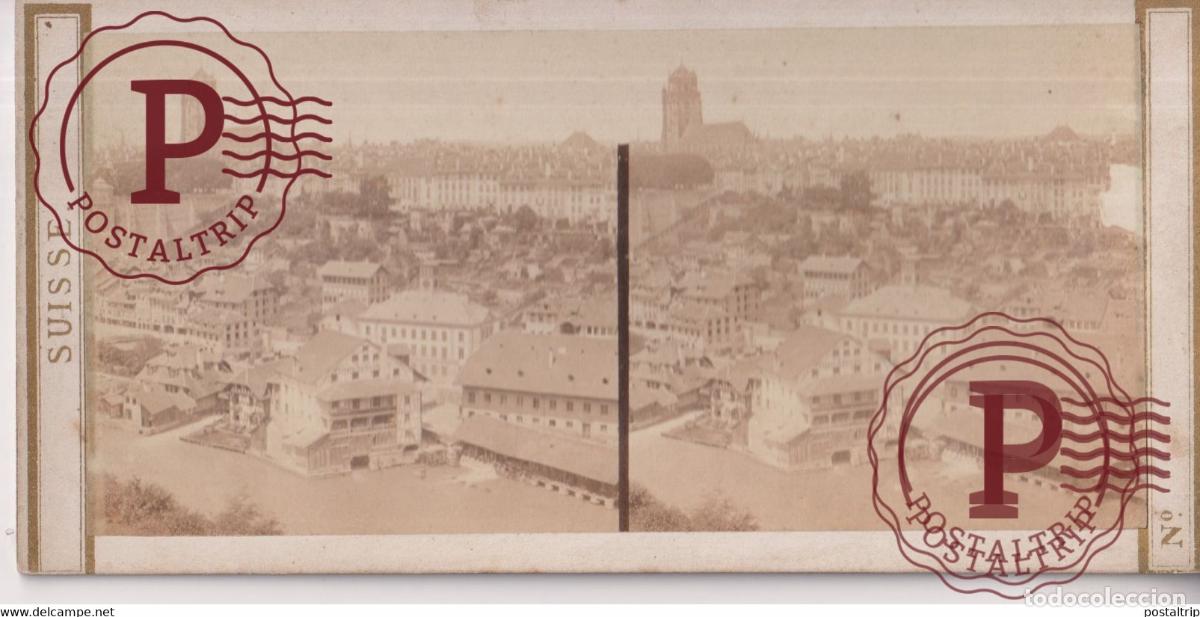 Fotografia antica: PANORAMA DE BERNE SUISSE SUIZA SWITZERLAND +-17.5*8.5cm ESTEREOSCOPICA STEREOSCOPIC