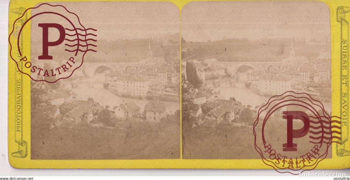 Fotografia antica: PANORAMA DE BERNE SUISSE SUIZA SWITZERLAND +-17.5*8.5cm ESTEREOSCOPICA STEREOSCOPIC