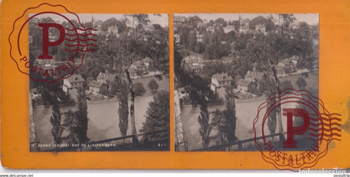 Fotografia antica: BERNE VUE DE LALTENBERG SUISSE SUIZA SWITZERLAND +-17.5*8.5cm ESTEREOSCOPICA STEREOSCOPIC