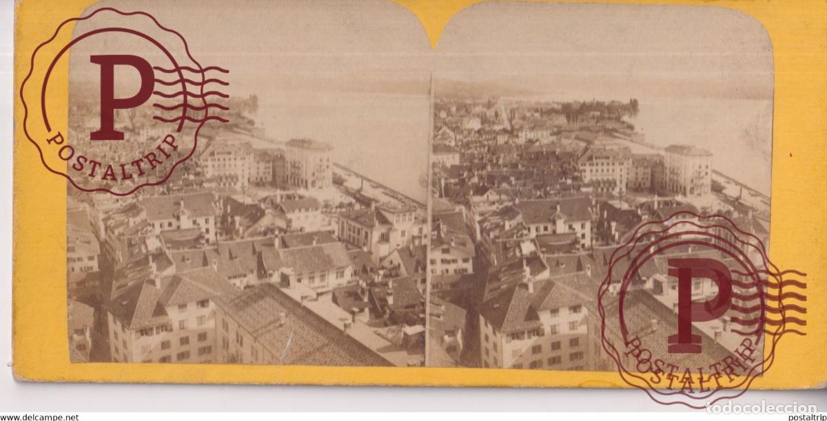Antique Photography: PANORAMA DE ZURICH SUISSE SUIZA SWITZERLAND +-17.5*8.5cm ESTEREOSCOPICA STEREOSCOPIC
