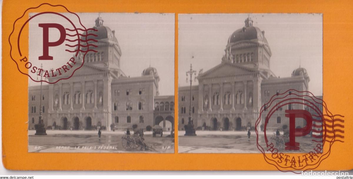 Fotograf&iacute;a antigua: BERNE LE PALAIS F&Eacute;DERAL SUISSE SUIZA SWITZERLAND +-17.5*8.5cm ESTEREOSCOPICA STEREOSCOPIC