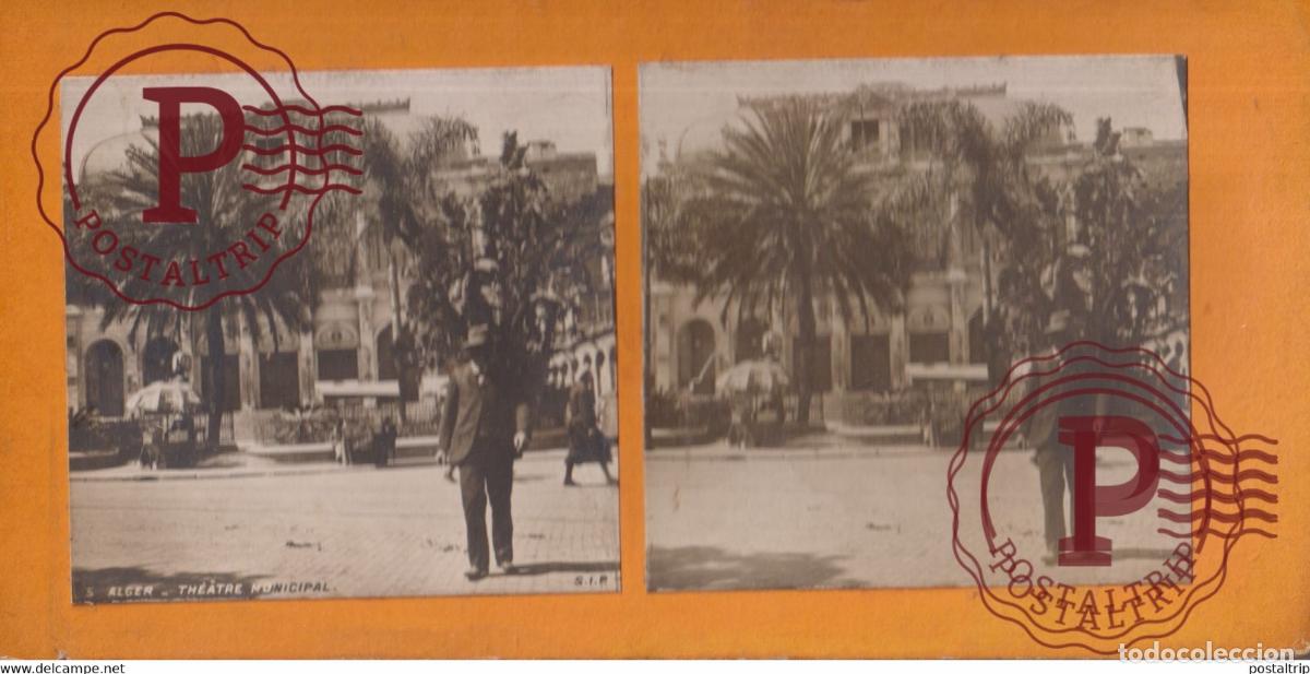 Fotograf&iacute;a antigua: AFRIQUE ALGER THEATRE MUNICIPAL ARGELIA ALGELIA +-17.5*8.5CM ESTEREOSCOPICA STEREOSCOPIC