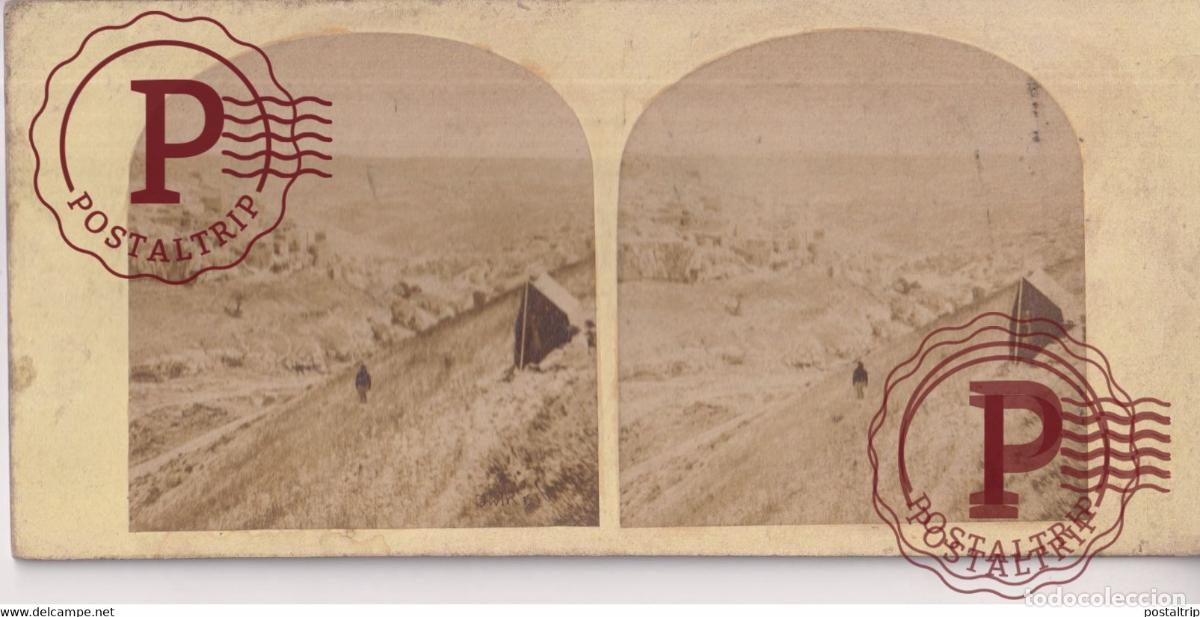 Fotograf&iacute;a antigua: JERUSALEM VILLAGE OF AILOAM VALLEY OF THE KIDRON +-17.5*8.5CM ESTEREOSCOPICA STEREOSCOPIC
