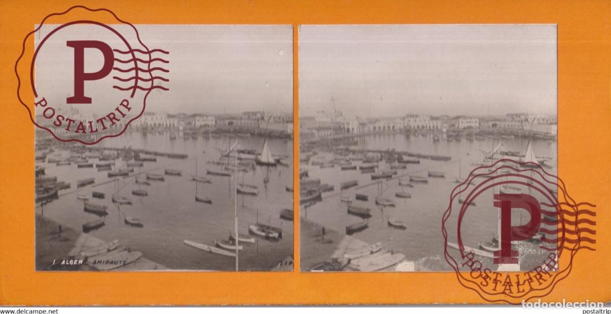 Fotograf&iacute;a antigua: AFRIQUE ALGERIE ALGER ARGELIA AMIRAUTE +-17.5*8.5CM ESTEREOSCOPICA STEREOSCOPIC