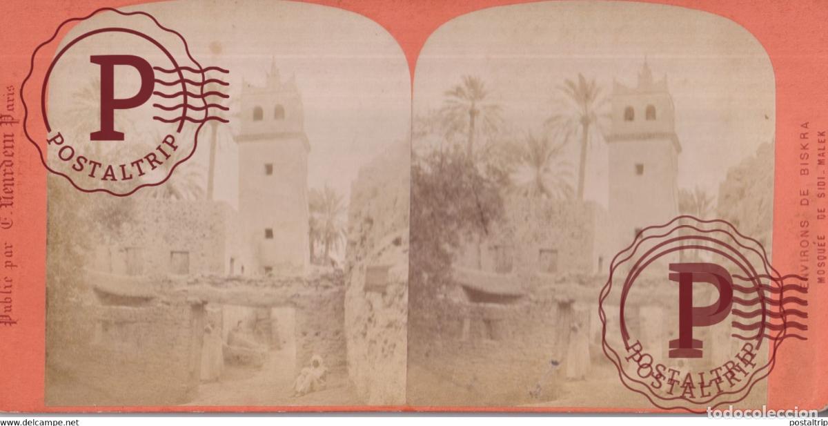 Fotograf&iacute;a antigua: AFRIQUE ALGERIE ARGELIA BISKRA MOSQUEE DE SIDI MALEK +-17.5*8.5CM ESTEREOSCOPICA STEREOSCOPIC